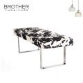 Printed Fabric waiting room upholstered stainless steel bench